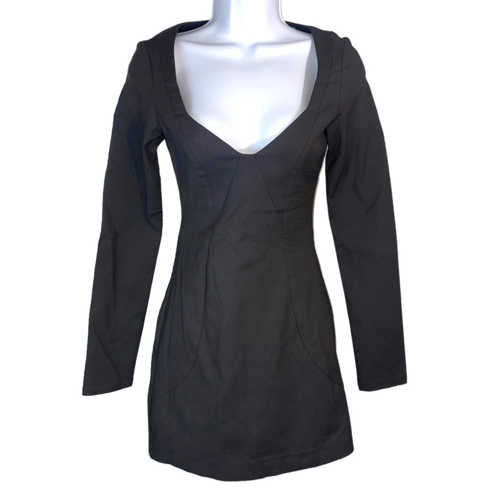Women’s Zara Black Sweetheart Neck Line Long Sleeve Dress - XS